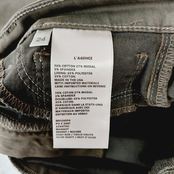 NEW L'AGENCE Margot High Rise Skinny olive Green Pant P2072 - Picture 10 of 11